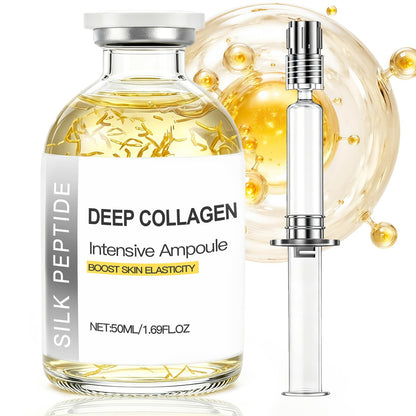 Deep Collagen Serum Silk Peptide Ampoule, Copper Peptides, Intensive Hydrating Skin Care Facial Serum for Boost Skin Elasticity, Anti-Aging, Instant Face Lift for All Skin Types (1.69Fl Oz / 50ML)
