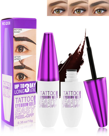 Eyebrow Gel Tattoo Waterproof,Dark Brown Eye Brow Stain Peel Off for Women