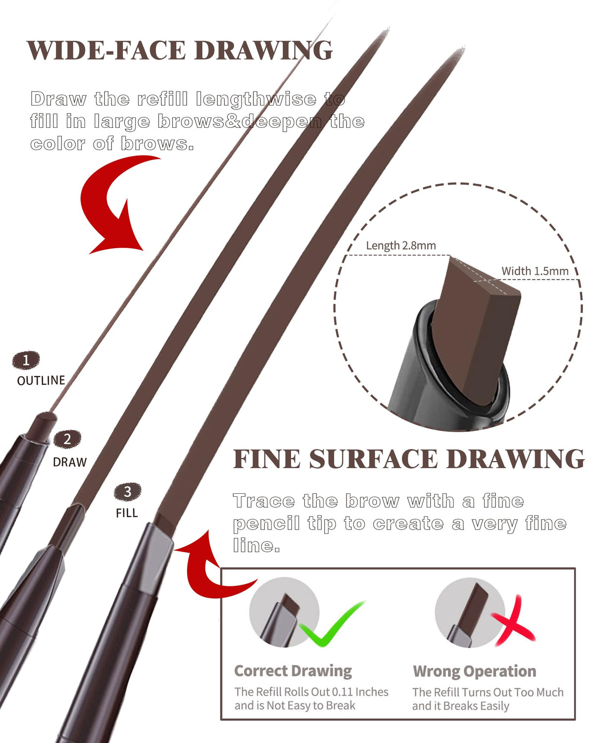 Berinist 6 Pack Dark Brown Waterproof Eyebrow Pencils for Women