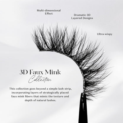 Lilly Lashes 3D Miami Faux Mink Strip Eyelashes, False Eyelashes Dramatic Look, Reusable False Lashes, Fake Lashes Pack, Lash Strips with Luxury Silk Like Fibers, No Lash Glue Included