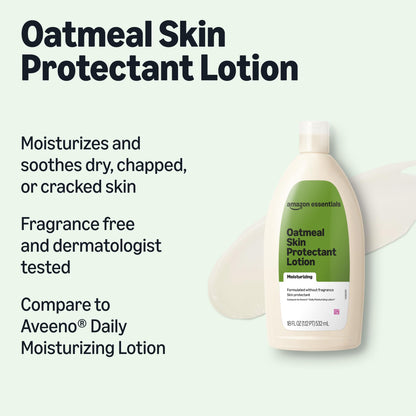 Amazon Essentials Daily Oatmeal Body Lotion and Skin Protectant Moisturizer, Fragrance Free, 18 Fl Oz (Pack of 1) (Previously Amazon Basics)