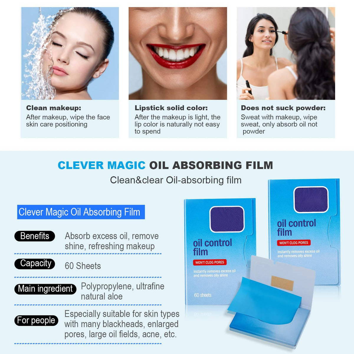 2 Packs Oil Blotting Sheets for Face (120 Sheets) - Oil Absorbing Blotting Papers for Oily Skin, Makeup-Friendly & Portable Oil Wipes