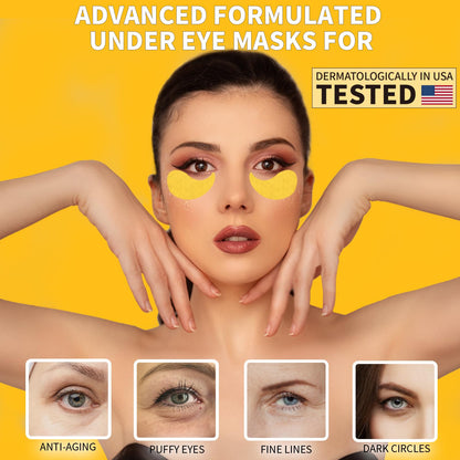 Qyiywim Under Eye Patches 70PCS, 24K Gold Eye Patches for Puffy Eyes Treatment, Under Eye Masks for Dark Circles and Puffiness, Non-Irritating Eye Mask Skincare, Eyes Bags Treatment, Eye Gel Pads