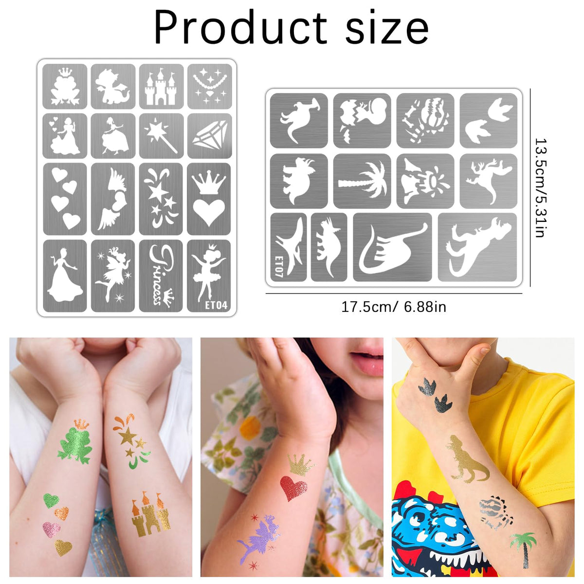 183 PCS Temporary Tattoos Stencils for Kids, Boys Girls Glitter Tattoo Stencils Kit, Body Face Paint Stencils Template for Kids School Show Birthdays Christmas Halloween Party Supplies