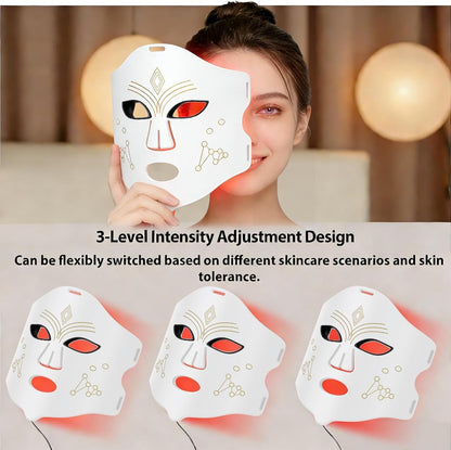 Red Light Therapy for Face, 4 Modes LED Light Therapy Mask with 850nm NIR Infrared Red & Blue Light, Rechargeable Portable Facial Skincare Device with Timer for Home Use, Lightweight for Women & Men