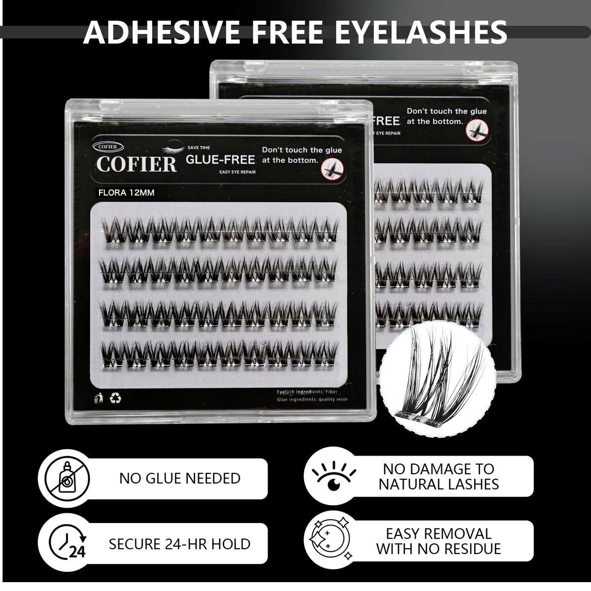 Wispy Lash Clusters Kit Pre Glued, 40 Pcs Individual Eye-lash Clusters (12mm C Curl) - DIY Lash Extension Kit, Natural Fluffy False Eyelashes No Glue Need, Beginners Friendly