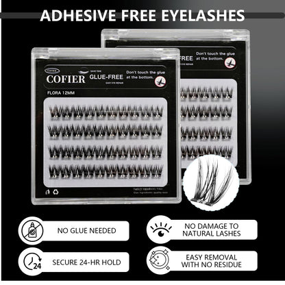 Wispy Lash Clusters Kit Pre Glued, 40 Pcs Individual Eye-lash Clusters (12mm C Curl) - DIY Lash Extension Kit, Natural Fluffy False Eyelashes No Glue Need, Beginners Friendly