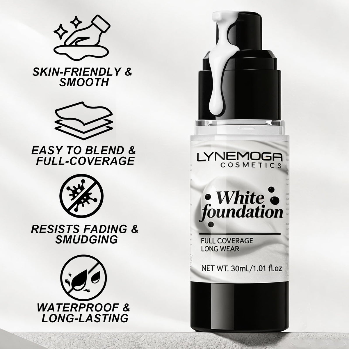LYNEMOGA White Foundation, Liquid Foundation for Halloween Cosplay Makeup