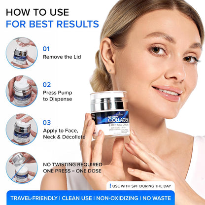 Collagen Face Cream with Retinol & Hyaluronic Acid - Women&Men, Day&Night