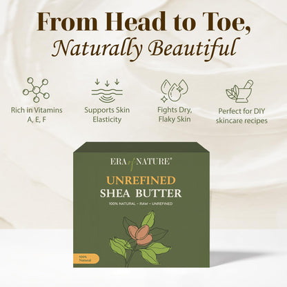 era of nature Organic Unrefined Raw African Ivory White Shea Butter 16oz - Moisturizing Raw Shea Butter Bar for Skin & Hair, DIY Lip Balm Base, Cream, Soap & Lotion Making Supplies Kit, Skincare