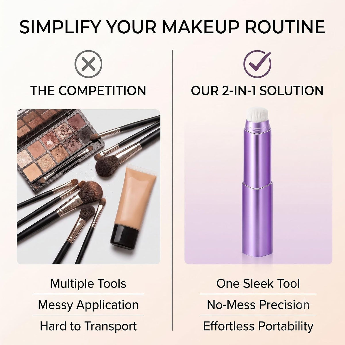 Facelove 2-in-1 Color-Changing Foundation Stick with Brush, Natural