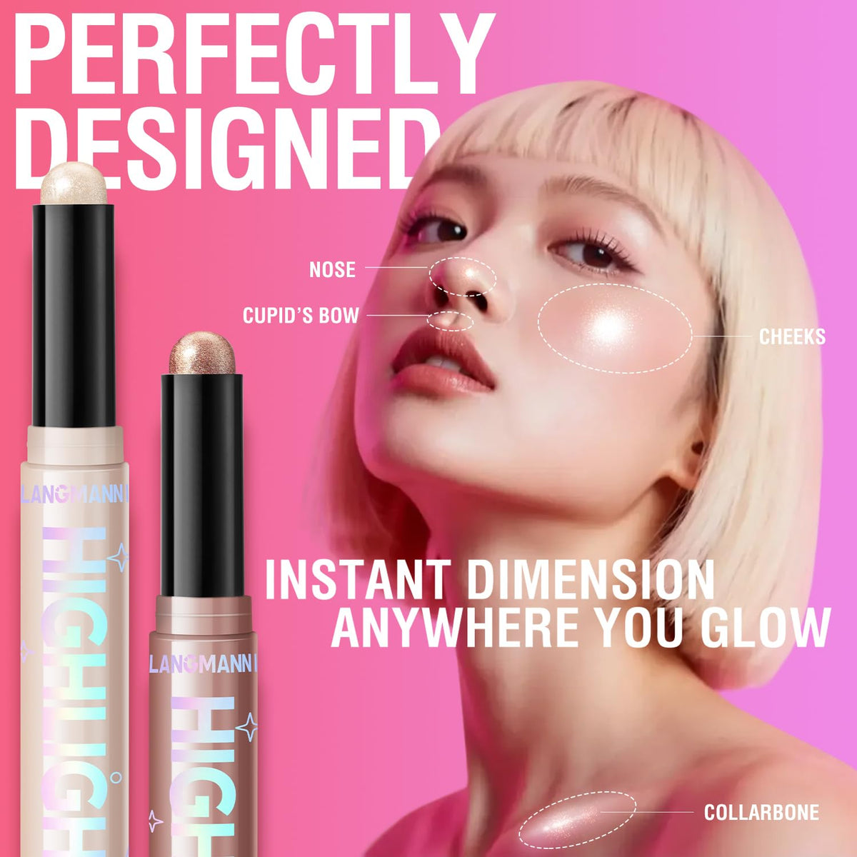 6-Color Cream Highlighter Stick Set for Face, Luminous Glow Makeup Kit