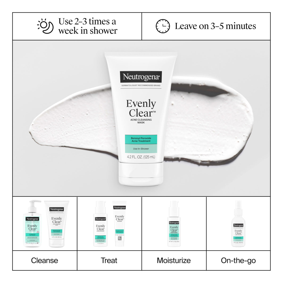 Neutrogena Evenly Clear Acne Cleansing Face Mask, 4.2 fl. oz