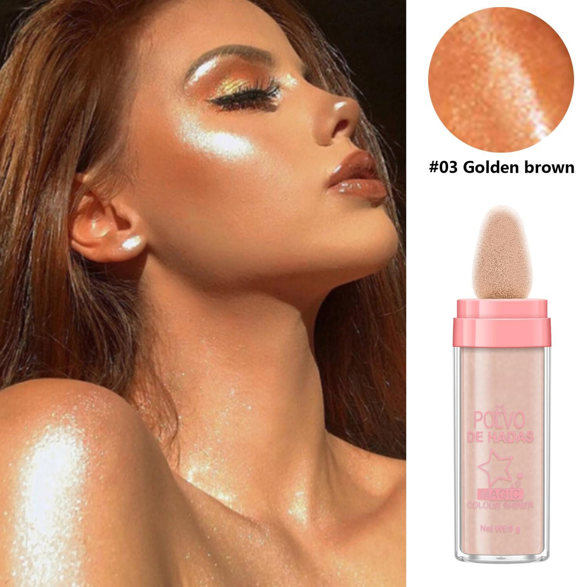 URQT 4 Color Polvo De Hadas Fairy Dust Highlight Patting - Full Body Contouring and Clavicle Pearlescent Patting Powder for Face and Eye, Christmas Sparkling Body Glitter (4 Pack)
