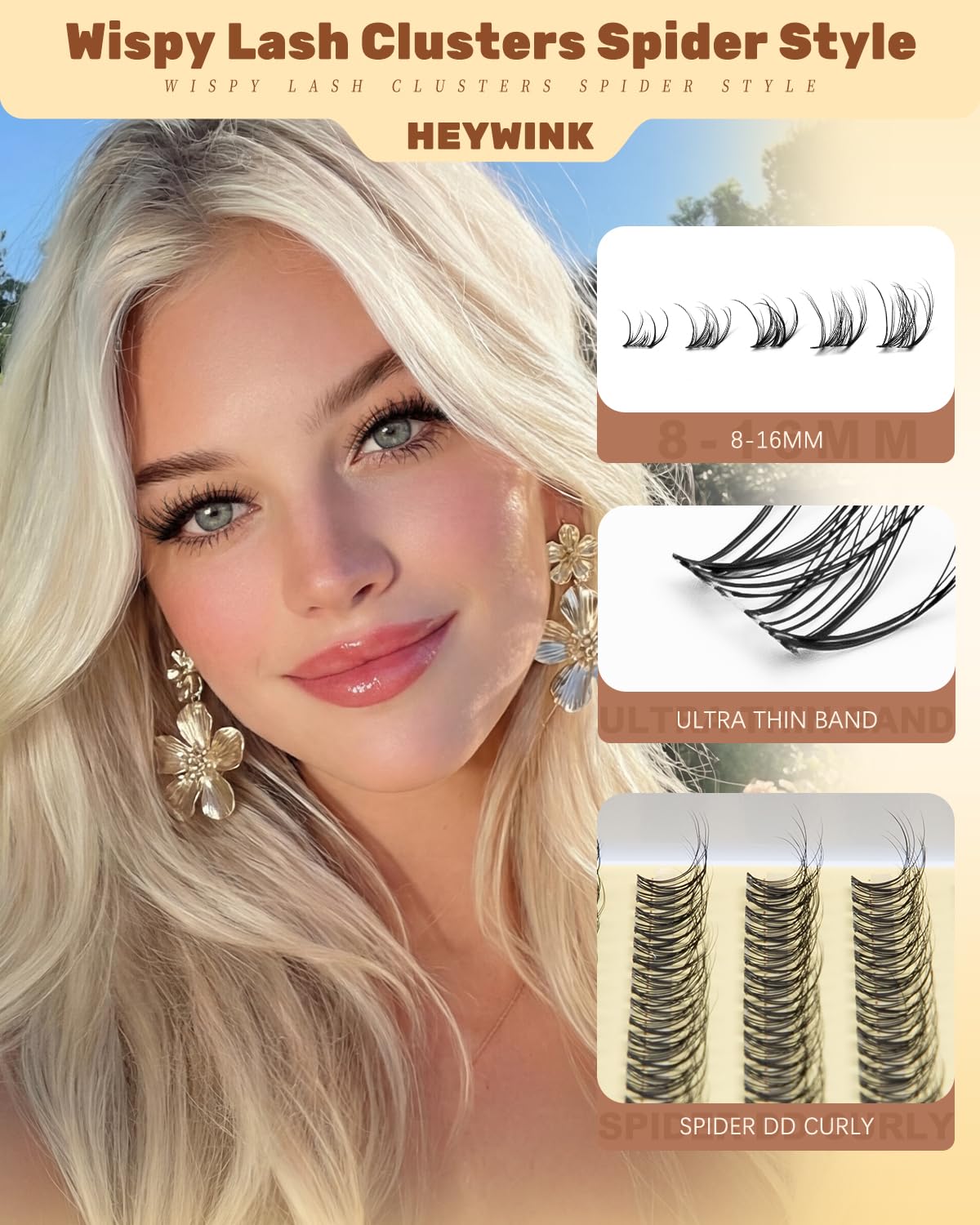 HEYWINK Spider Breeze Lash Clusters Kit Natural Eyelash Clusters 8-16mm