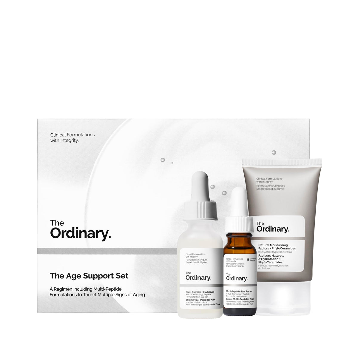 The Ordinary Age Support Set - 3-Step Anti-Aging Skin Regimen with Multi-Peptide + HA, Multi-Peptide Eye Serum, and Natural Moisturizing Factors + PhytoCeramides | Skincare Set
