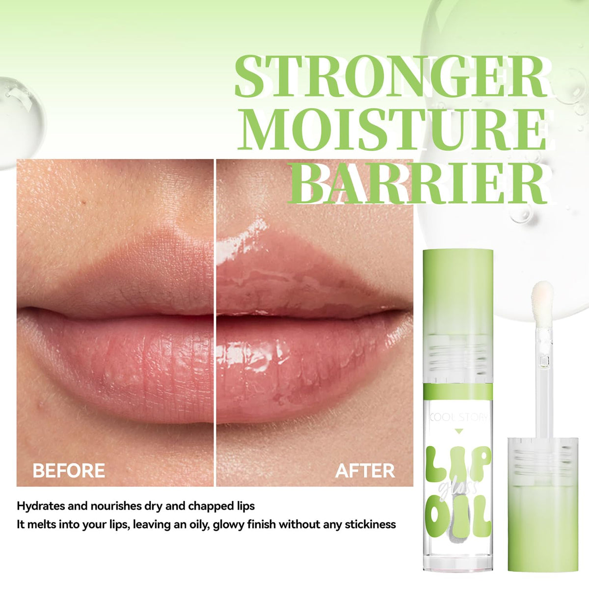 KIMIEYE 4 Pack Hydrating Glow Lip Oil Set, Moisturizing Lip Gloss, LIGHT