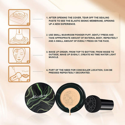 OETUIOW Cushion Foundation Concealer Full Coverage CC Cream, Natural