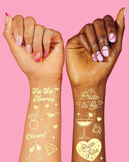 xo, Fetti 54 Gold Bachelorette Temporary Tattoos | Bride Tribe Party Gift