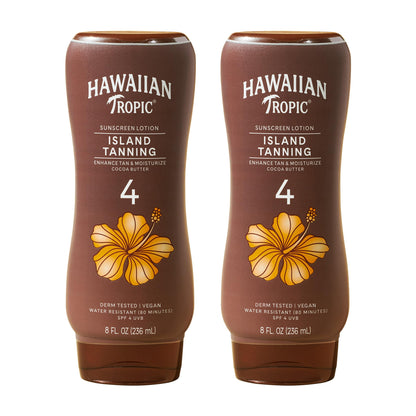 Hawaiian Tropic Island Tanning Lotion, SPF 4, 8 Fl Oz (2 Pack)