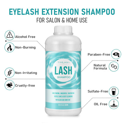 600ml Lash Shampoo Bulk, Eyelash Cleanser for Extensions, Safe Makeup Remover, Non-irritating or Burning Formula Eyelid Foaming Cleanser Best for Professional Salon and Home Use (Unscented)