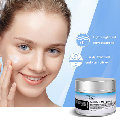 VGO Snail Mucin 92% Moisturizer Daily Face Moisturizer Hydrating Repair Face Gel Cream for Dry & Sensitive Skin, All Skin Types 50g / 1.76oz