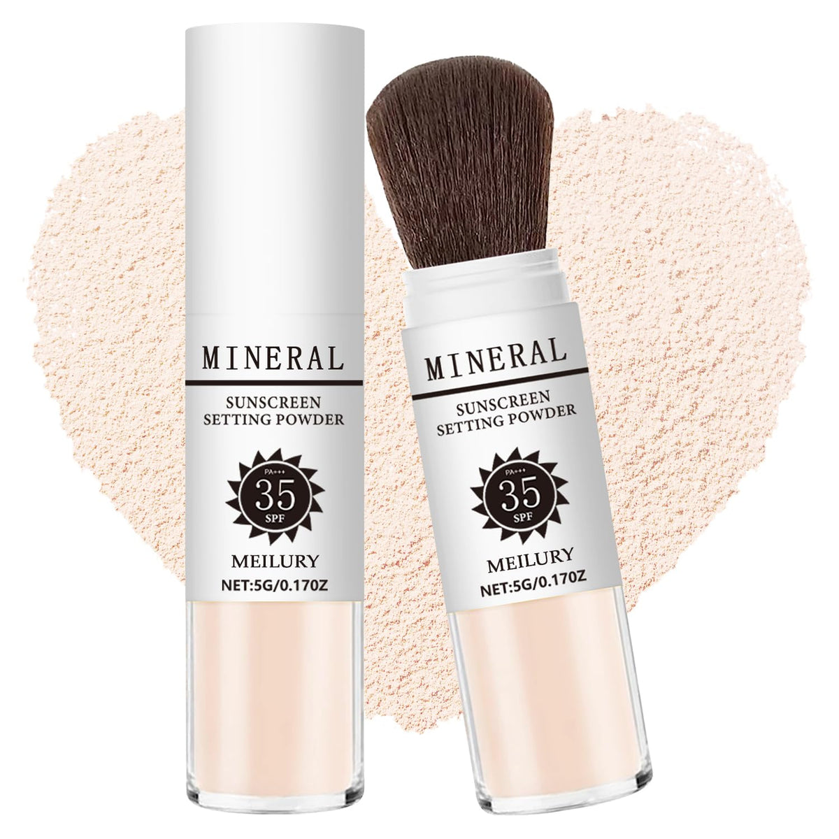 Meilury Sunscreen Setting Powder SPF 35, Mineral Powder for Face & Scalp