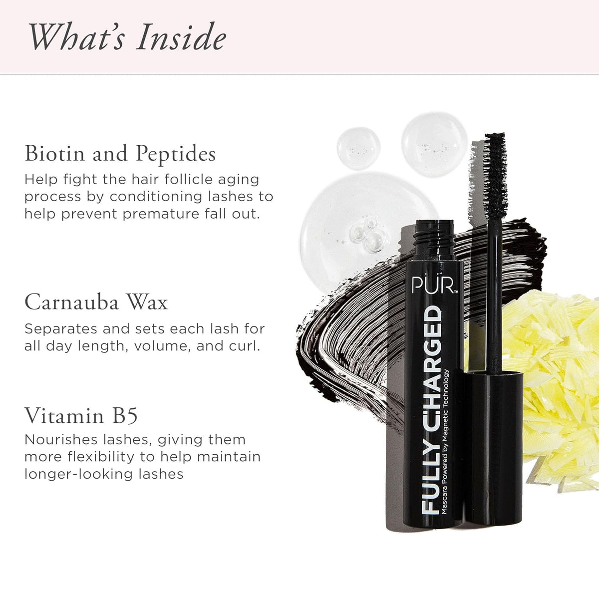 PÜR Fully Charged Thickening Mascara, Volumizing, Lengthening, Travel Size