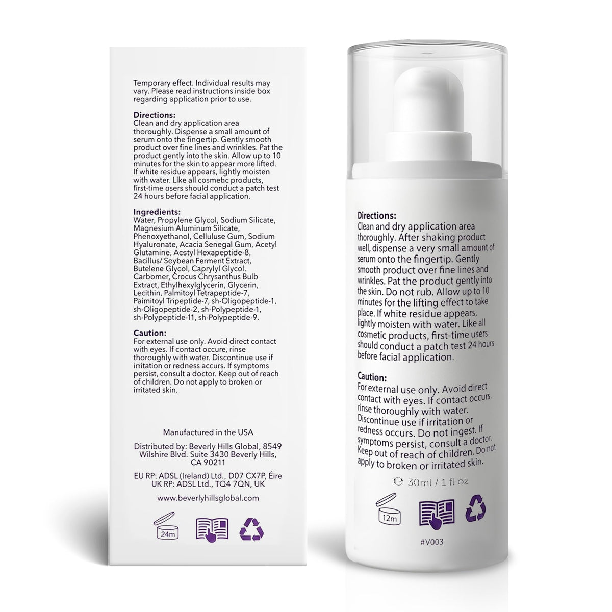 Beverly Hills Instant Facelift Anti Aging Eye Serum Treatment for Dark Circles, Puffy Eyes, Wrinkles, Under Eye Bags, Fine Lines, and Crows Feet | 30mL (120 Days Supply)