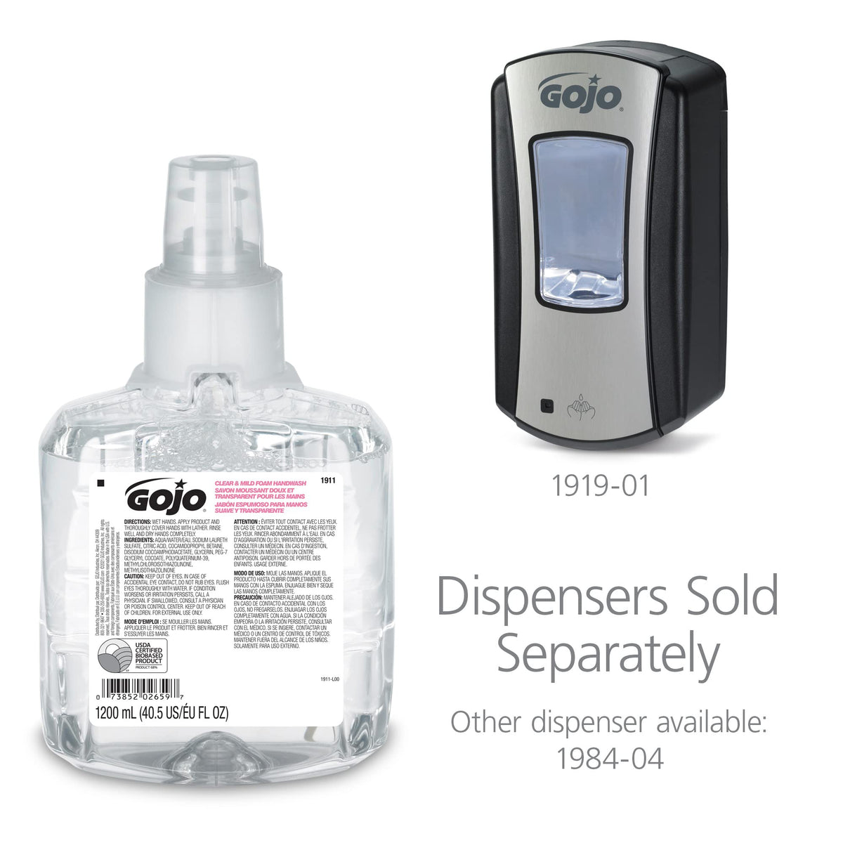 GOJO LTX-12 Foam Soap Refill, 2ct x 1200 mL - 1911-02