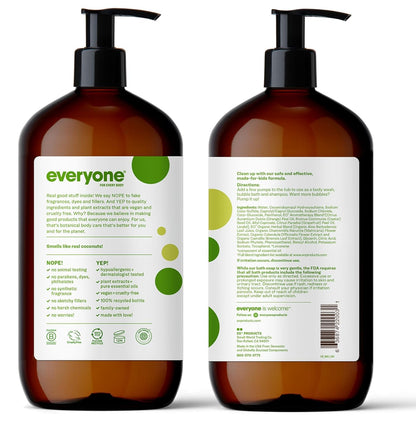 Everyone 3-in-1 Kids Soap, Body Wash, Bubble Bath, Shampoo, 32 Ounce (Pack of 1), Tropical Coconut, made with Essential Oils for Toddlers, Tweens and Teens