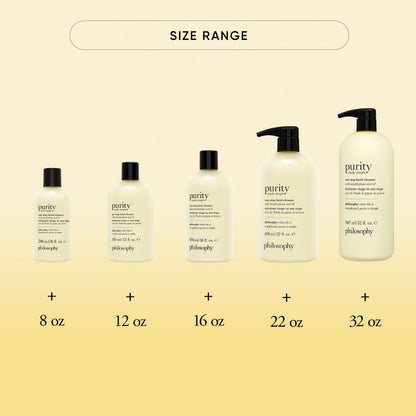 philosophy purity made simple one-step facial cleanser- with meadowfoam seed oil gently cleanses & melts away dirt, oil & stubborn makeup paraben-free face wash