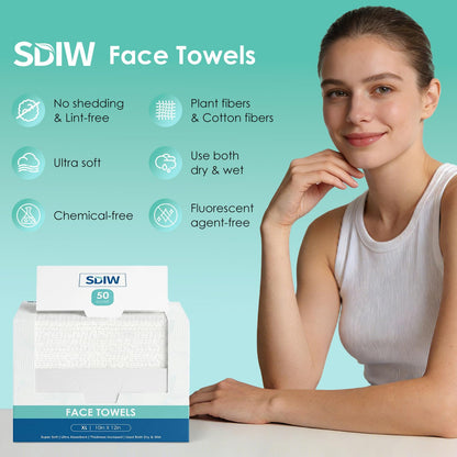 SDIW Face Towels XL, Ultra Soft Disposable Facial Towel for Sensitive Skin