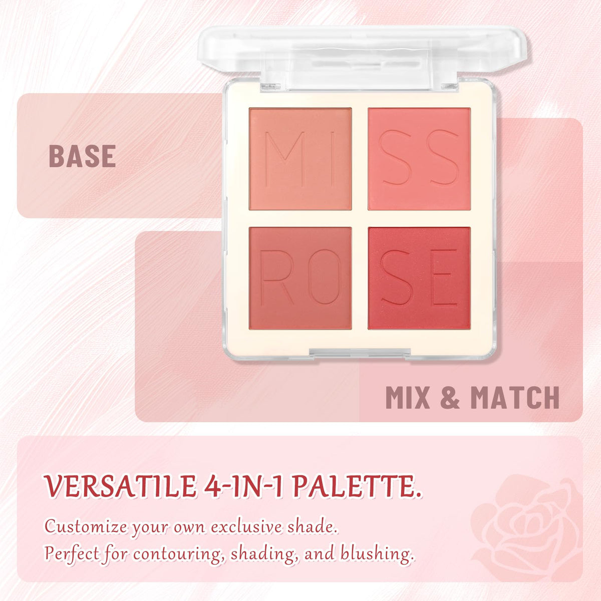 4 Color Matte Blush Palette for Cheeks - Highly Pigmented Pressed Powder for Face Blush Makeup, Long Lasting & Waterproof, Natural Nude, Pink & Red Shades for All Skin Tones (03 Dusty Rose)