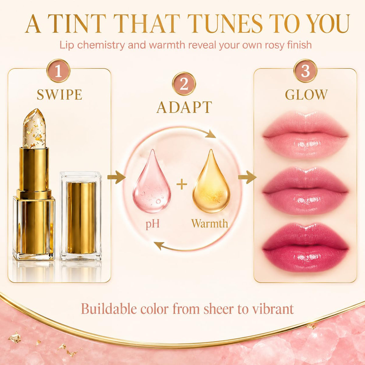 Velquoris 𝓚𝓲𝓿𝓸𝓻𝓪 Lipstick- Color Changing Lipstick,PH Lipsticks Color Changing,Long Lasting Moisturizing Tinted Lip Balm,Lipsticks for Everyday Makeup,Birthday Gifts-2pcs