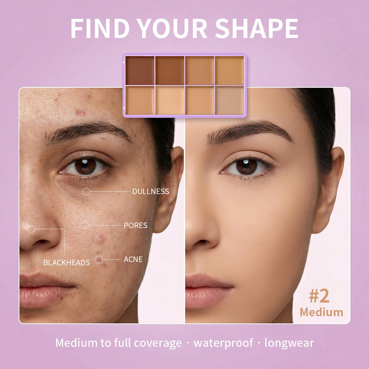 8 Colors Cream Concealer Palette, Soft Matte Full Coverage Contour Palette, Natural Matte Long Lasting Foundation Palette, Waterproof Blendable Face Make Up Pallete