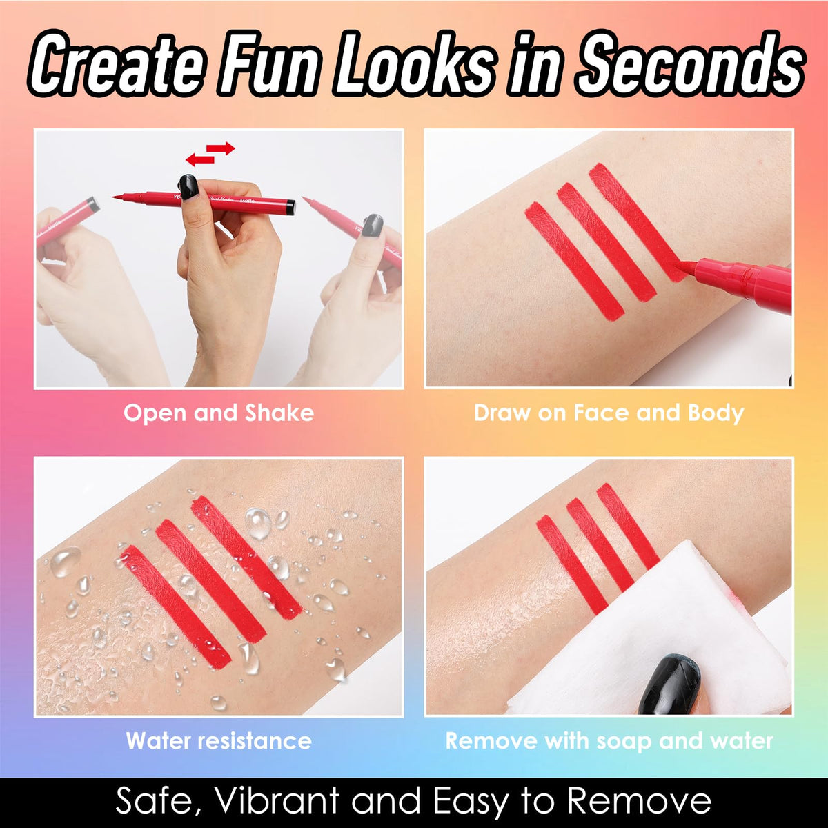 YBUETE 12 Colors Water Resistance Temporary Face Body Painting Markers