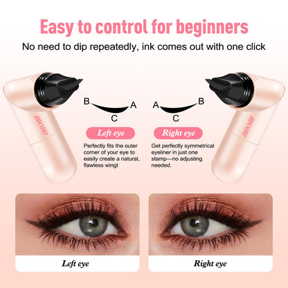 BIFCVFRT Winged Eyeliner Stamp Pen, Waterproof Smudge Proof, Wingliner Cat Eye Pencils with Rotating Foldable Design, Black for Beginners
