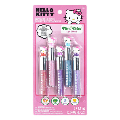 Hello Kitty Lip Gloss Set, 5-Piece Plant-Based, Ages 3+