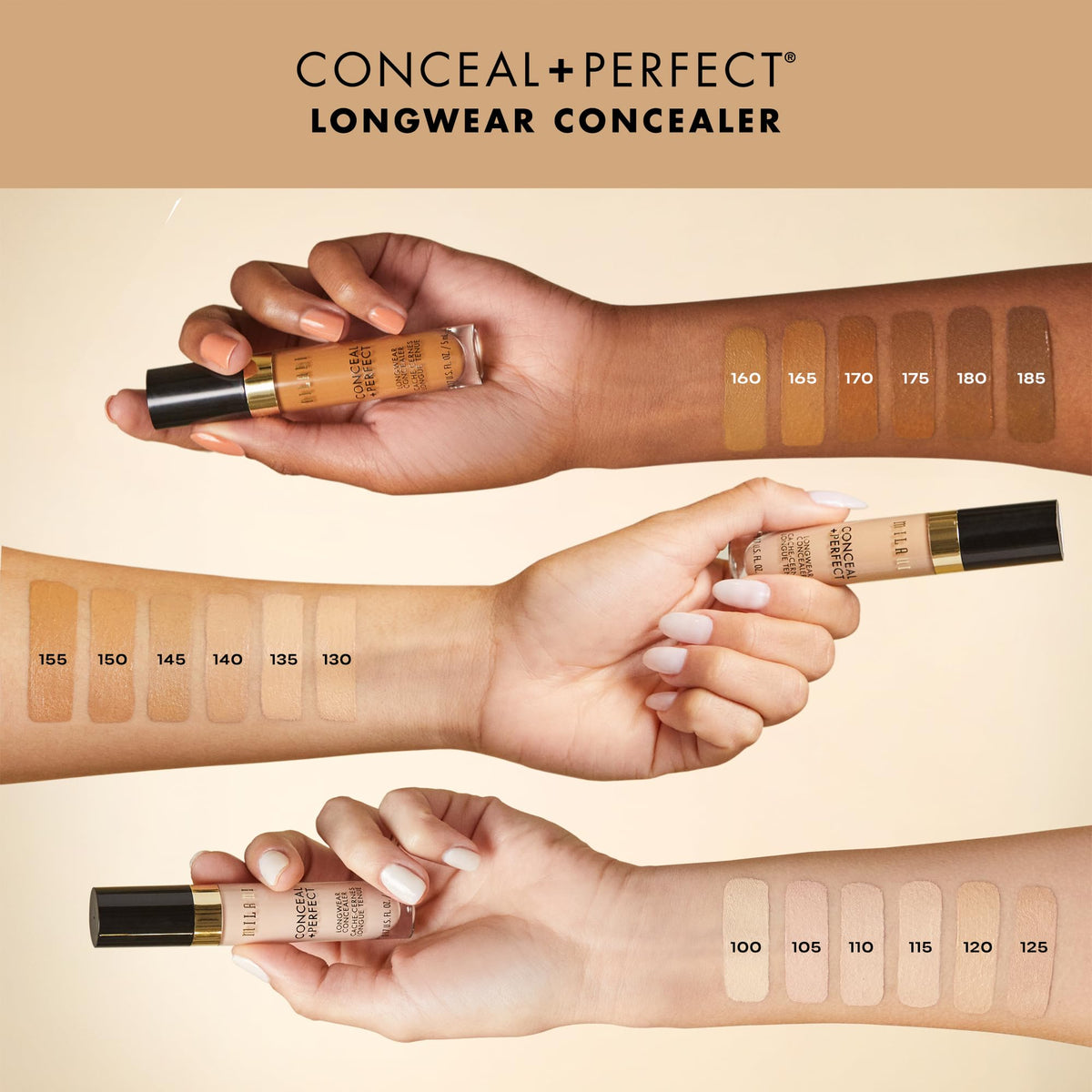 Milani Conceal + Perfect Longwear Concealer - Medium Beige (0.17 Fl. Oz.)