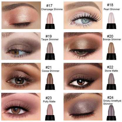 8Pcs Cream Eye Shadow Brightener Stick Makeup Set, Champagne Pearl Taupe Bronze Cocoa Stone Putty Smoky Amethyst Shimmer Matte Eyeshadow Eyeliner Pencil Applicator Stick Palette Makeup for Older Women