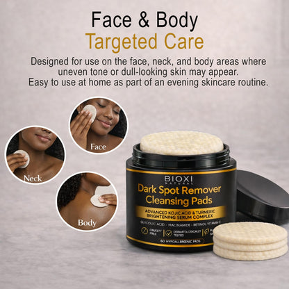 Dark Spot Remover Cleansing Pads with Kojic Acid & Turmeric for Face & Body