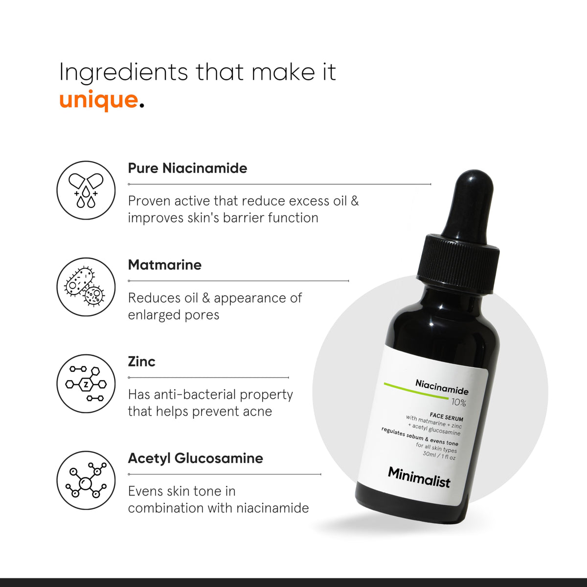 Minimalist Niacinamide 10% + Zinc Face Serum for Enlarged Pores & Excess Oil | Reduces Blemishes for Even Skin Tone | For Women & Men | 1 Fl Oz / 30 ml