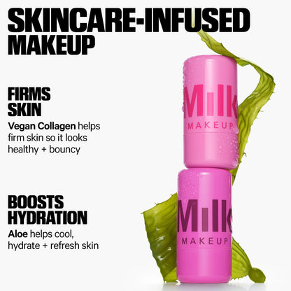 Milk Makeup Cooling Water Jelly Tint – Long-Lasting Sheer Lip + Cheek Stain with Firming Vegan Collagen + Hydrating Aloe – Transfer Proof, Buildable Lip Tint + Blush – Chill (Red), 0.17 oz