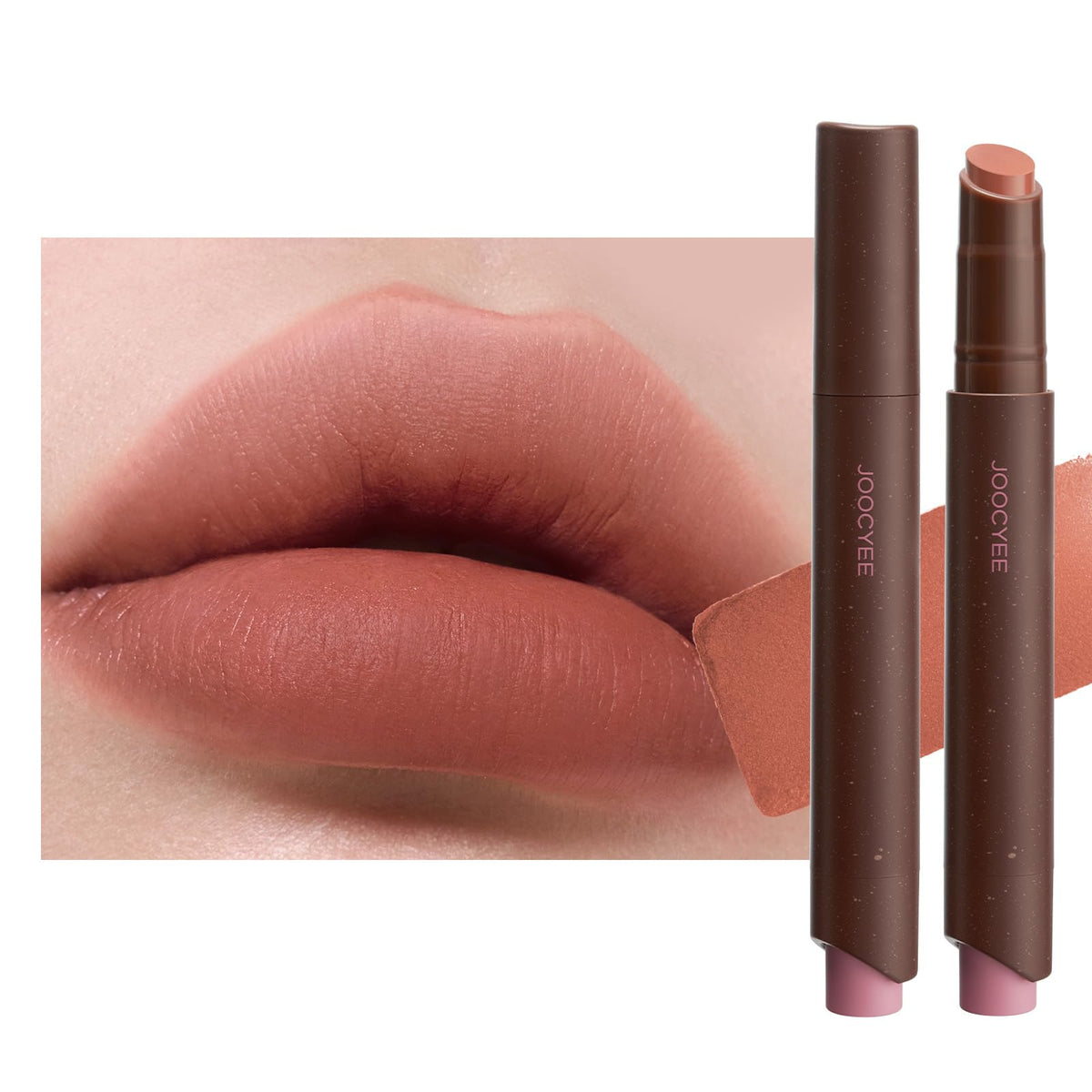 Joocyee Velvet Rouge Matte Lipstick Pencil Lightweight Red Brown