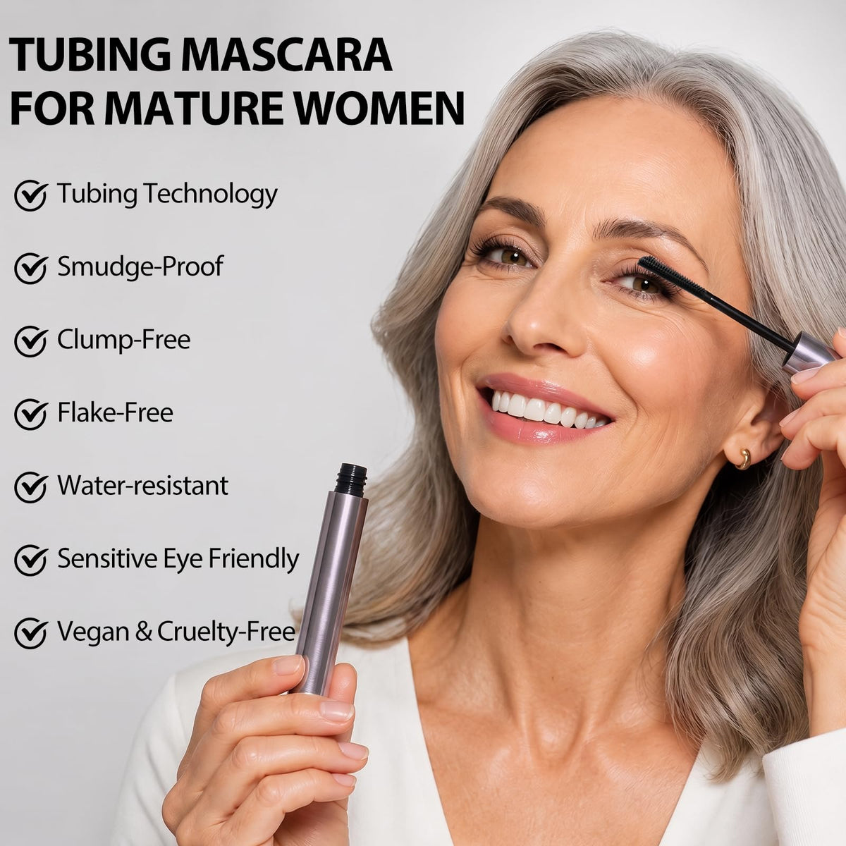 Erinde Black Tubing Mascara for Older Women 60 Plus, Black