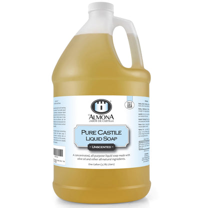 La Almona Pure Castile Liquid Soap, Unscented, 1 Gallon