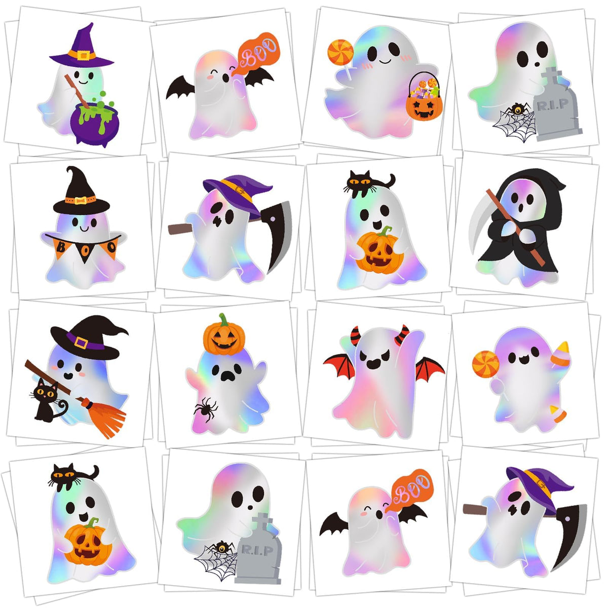 JUNEBRUSHS 120 Pcs Halloween Glitter Temporary Tattoos