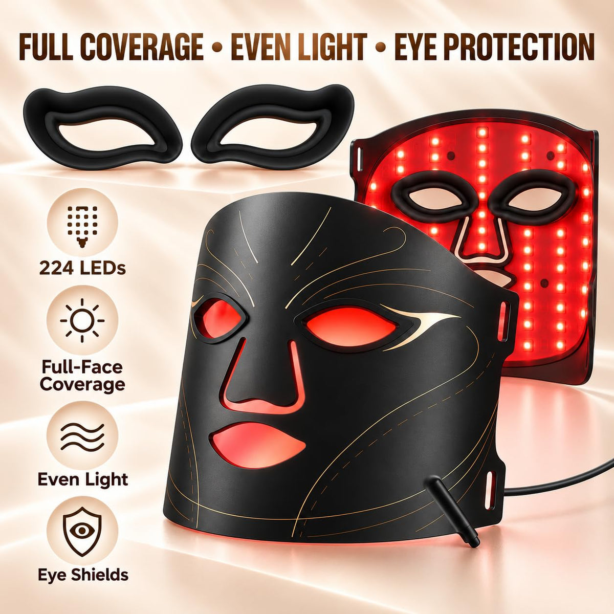 XSSNVV Red Light Therapy Mask for Face, 850nm NIR, Red & Blue LED Light