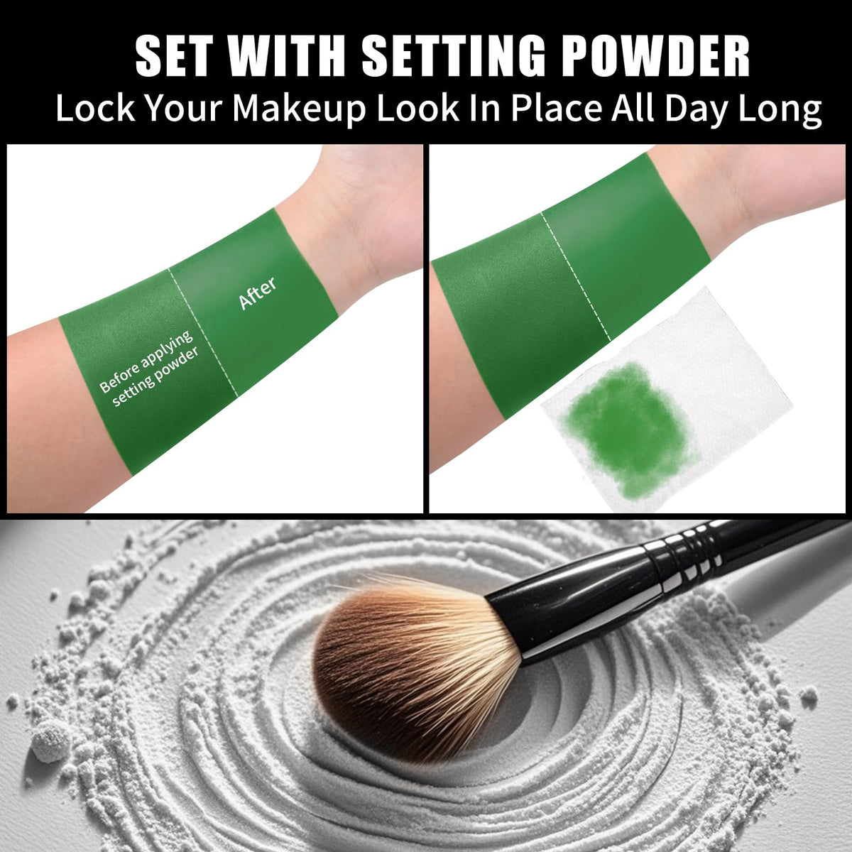 Drawdart Witch Green Face Body Paint Stick, St. Patrick's Day Face Paint Makeup Accessories, Full-Coverage Hypoallergenic Camo Hulk Hunting FacePaint, Halloween SFX Cosplay Costume Party Green Makeup